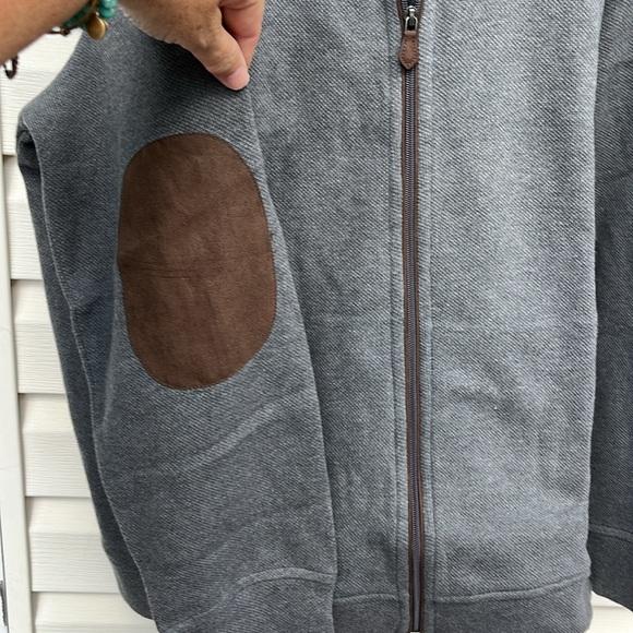 JOS A BANK RESERVE MENS GRAY BROWN ELBOW PADS ZIPPER JACKET-2X - Picture 5 of 12